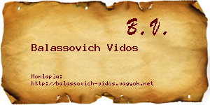 Balassovich Vidos névjegykártya